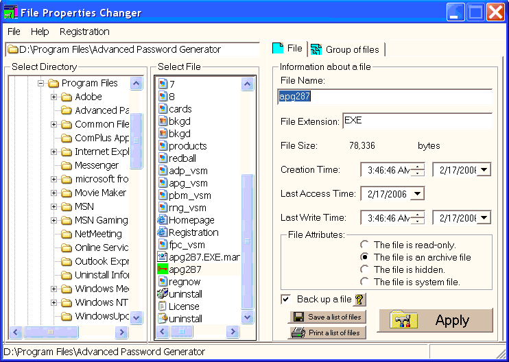 File Properties Changer Screenshot